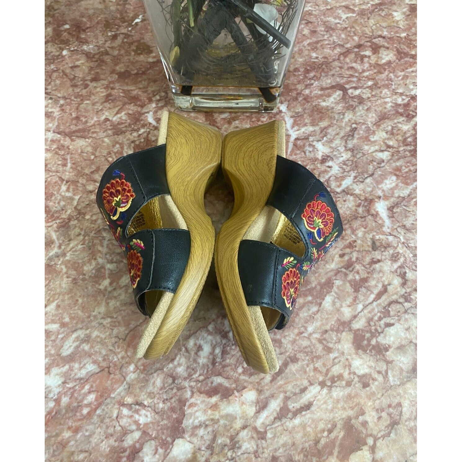 New Alegria Lin Embroidered Multicolor Leather Slip-On Wedge Sandals Eu 38 /Us 8 — image 8 of 8